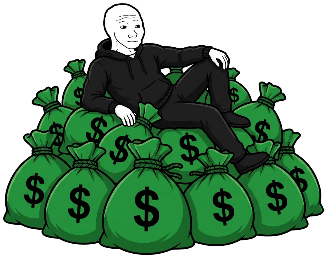 The $POBH bagholder resting on a pile of money bags